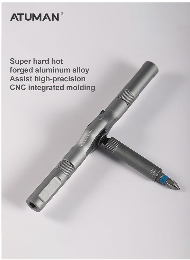 ATuMan - ATuMan RS1 Ratchet Screwdriver – 24 Bits for 18 Applications, Seamless Ratchet Handle, Ultra-Hard Aluminum Alloy, Lightweight & Versatile - Image 1