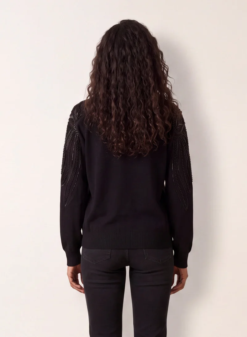 بلو فانيلا Embellished Sleeve Jumper
