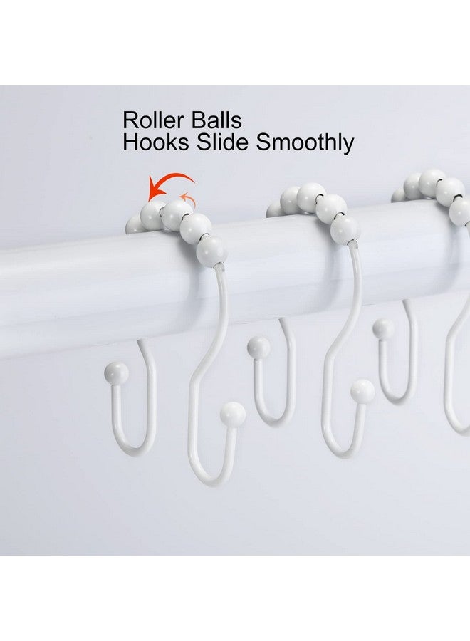 Goowin Goowin Shower Curtain Hooks, 12 Pcs Shower Curtain Rings, Stainless Steel Shower Curtain Hooks Rings Rust Proof, Smooth Sliding Anti-Drop Double Shower Hooks for Shower Curtain, Rods (White)  - Image 4