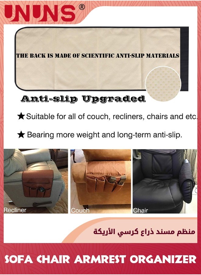 UNUNS Sofa Chair Armrest Organizer,Non-Slip Couch Sofa Chair Armrest Organizer With 5 Pockets,For Smart Phone,Book,Magazines,Ipad,TV Remote Control Holder  - Image 3