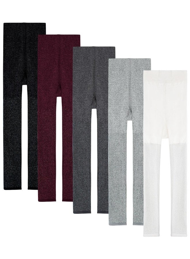 Looching Baby Girls Sparkle Legging Tights Toddler Cotton Double Knit Footless Stocking Pants Pantyhose for 6-8T Kids - Image 1
