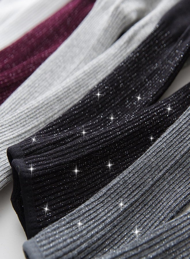 Looching Baby Girls Sparkle Legging Tights Toddler Cotton Double Knit Footless Stocking Pants Pantyhose for 6-8T Kids - Image 3
