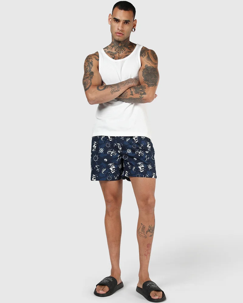 bewakoof  Men's Moonlit Ocean Blue All Over Printed Boxers for Men | Best Price UAE