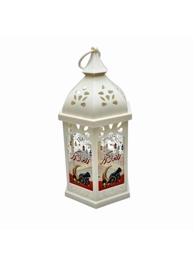 فانوس رمضان بلاستيكي بتصميم إسلامي عتيق مع إضاءة 29X13 سم - Image 1