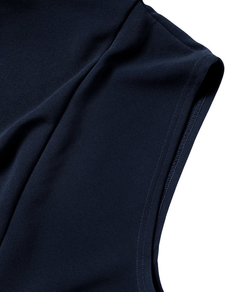 GIVON Mens Sleeveless Ruffle Shawl Collar Cardigan with Pockets / DCC035-NAVY-S - Image 4