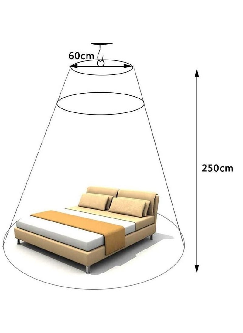 MARGOUN Round Hoop Mosquito Net for Bed, King Size Bed Canopy Hanging Curtain Netting, Princess Round Hoop Sheer Bed Canopy for All Kids Baby Cribs and Adult Beds Fit Twin, Full, Queen - RED  - Image 2