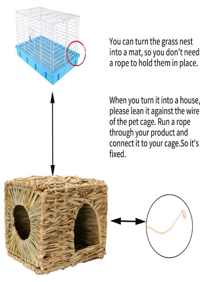 كاثسون بيت عشب للأرانب من قطعتين من كاثسون، مصنوع يدويًا من عشب البحر الطبيعي القابل للطي، مع 6 قطع من ألعاب المضغ المناسبة للأرانب والهامستر وخنازير غينيا والشنشيلة والنموس. - Image 3