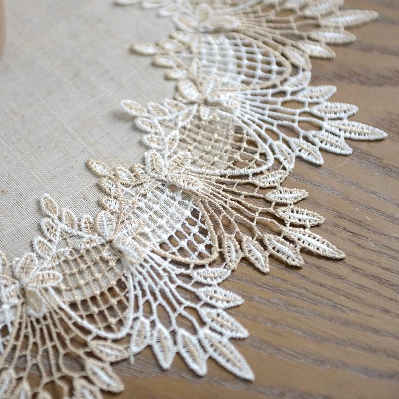 ARTABLE Grey Lace Doily Linen Table Topper Scarf Placemat Round Small Coffee Farmhouse Table Cover Rustic for Kitchen Home Dining Stone Grey 23 Inch Round - Image 5