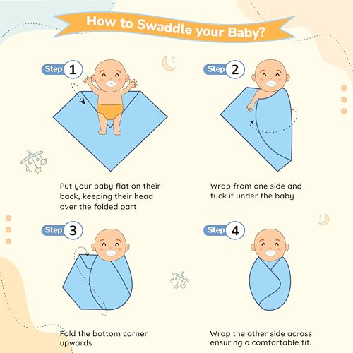 BUMSIES Swaddle for Babies -100% Muslin Cotton Soft 2-Layer Swaddle/Blanket/Multipurpose Wrap for New Born Baby Girl & Boy 90X90 cm, 0-6 Months, Set of 2, Elephant & Honey Bee Print - Image 2