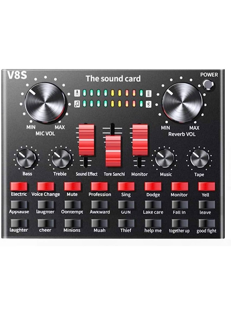 V8s Professional Condenser Microphone With V8S Live Sound Card And Studio Recording Broadcasting Set Black/Gold - Image 3