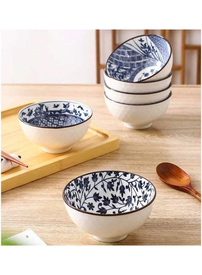 ميكسد 6PCS أدوات الطاولة هدية مجموعة وعاء السيراميك الأزرق والأبيض الخزف - Image 4