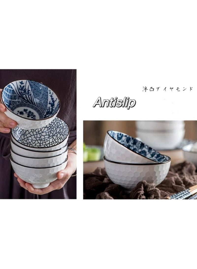 ميكسد 6PCS أدوات الطاولة هدية مجموعة وعاء السيراميك الأزرق والأبيض الخزف - Image 2