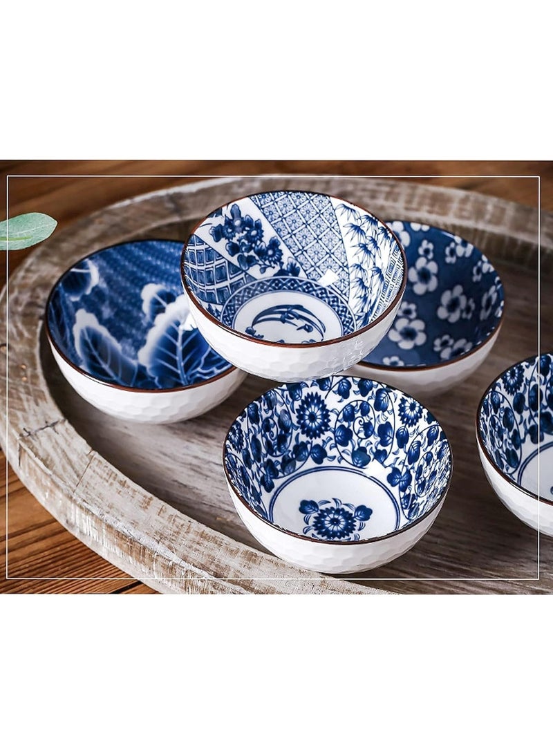 ميكسد 6PCS أدوات الطاولة هدية مجموعة وعاء السيراميك الأزرق والأبيض الخزف - Image 5