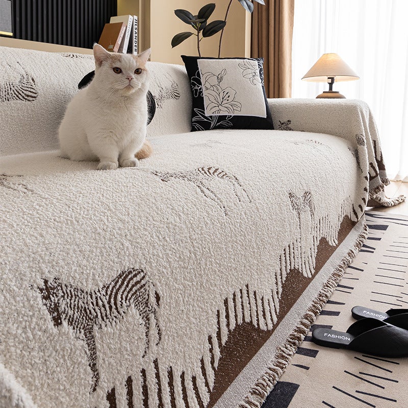 French Cream Style Sofa Cover Cloth Towel Four Seasons Universal High-Level All-inclusive Sofa Cover Cushion Cover Cloth Blanket Mo Ma-brown 