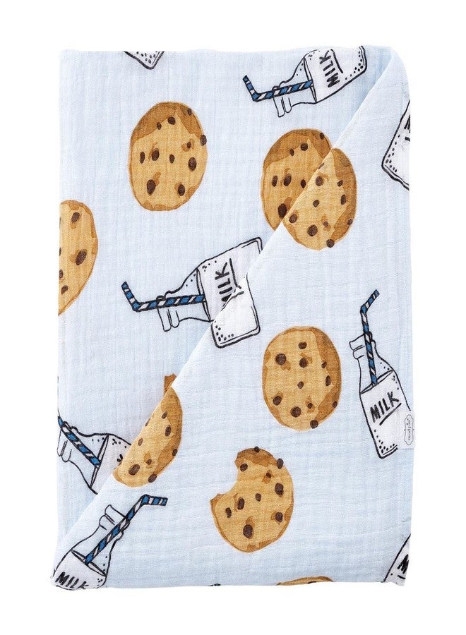 Mud Pie Muslin Swaddle, Milk and Cookies (Blue) - Image 1