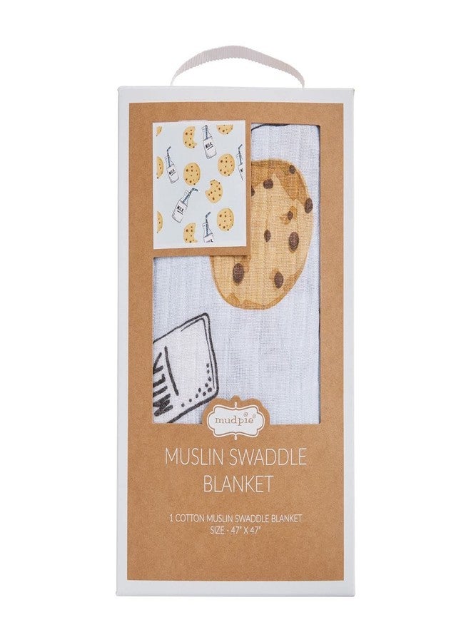 Mud Pie Muslin Swaddle, Milk and Cookies (Blue) - Image 4