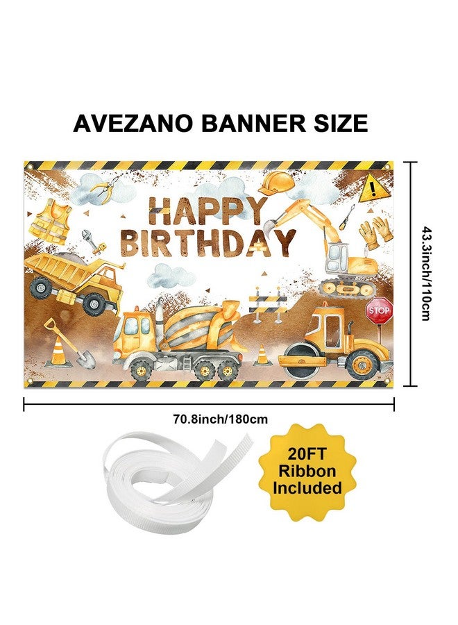 Avezano Construction Birthday Banner Excavator Crane Birthday Party Decorations for Boys Construction Bday Party Supplies Backdrop for Kids 6 x 3.6 ft - Image 3
