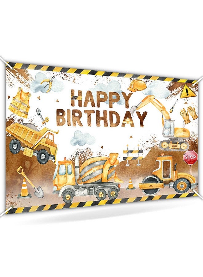 Avezano Construction Birthday Banner Excavator Crane Birthday Party Decorations for Boys Construction Bday Party Supplies Backdrop for Kids 6 x 3.6 ft - Image 1