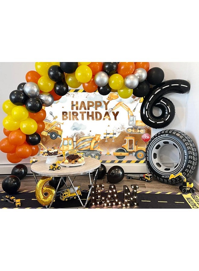 Avezano Construction Birthday Banner Excavator Crane Birthday Party Decorations for Boys Construction Bday Party Supplies Backdrop for Kids 6 x 3.6 ft - Image 2