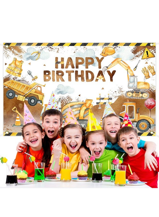 Avezano Construction Birthday Banner Excavator Crane Birthday Party Decorations for Boys Construction Bday Party Supplies Backdrop for Kids 6 x 3.6 ft - Image 5
