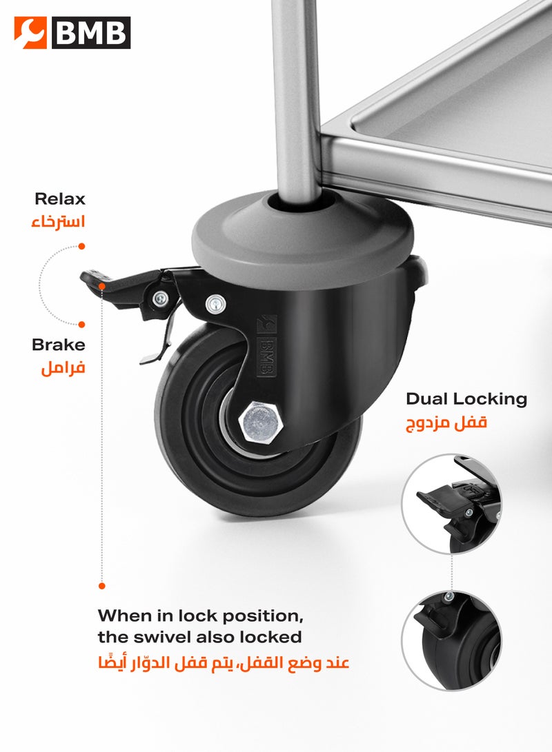 LAWAZIM BMB 2.5-inch Plate Swivel with Brake Caster Wheels Set of 4 Heavy Duty, Load Capacity 1600lbs, Low Gravity Center Black Extra Width Caster, Durable & Quiet Nylon Wheels for Industrial - Image 3