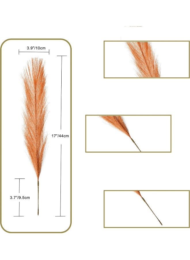 Generic ONLY ART 20pcs Orange Artificial Silk Pampas Grass 17” for Mother's Day Home Kitchen Wedding Party Special Event Spring Holiday Decorations  - Image 2