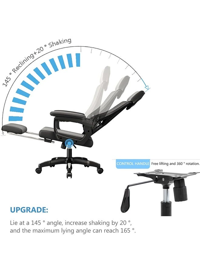JCB CHIC Ergonomic Home Office Chair, High Back Mesh Desk Chair with Adjustable Lumbar Support, Flip-up Armrest, Removable Headrest, Swivel Computer Gaming Chair, Space Saving(z1 white) - Image 3