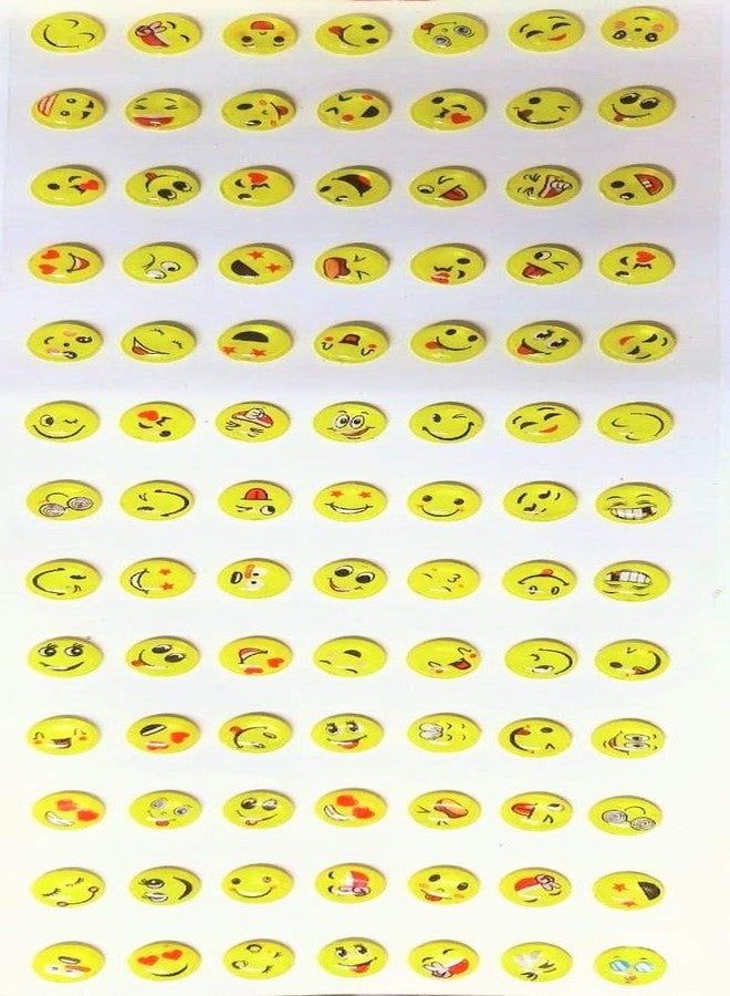 CARE 'N' TOUCH Plastic New Cute Emoji Expression Sticker Sheet (Yellow)- 91 Pieces - Image 1