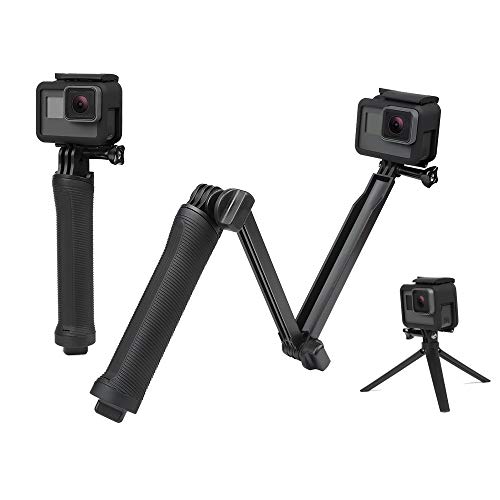 Hiffin 3-Way Monopod Grip Arm Tripod Foldable Selfie Stick, Stabilizer Mount Holder for GoPro Hero 9/8/7/6/5, SJCAM SJ6, SJ7, SJ5000, Yi and All Action Cameras - Image 1