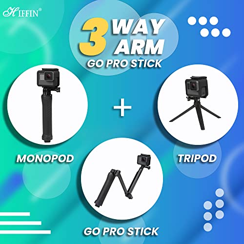 Hiffin 3-Way Monopod Grip Arm Tripod Foldable Selfie Stick, Stabilizer Mount Holder for GoPro Hero 9/8/7/6/5, SJCAM SJ6, SJ7, SJ5000, Yi and All Action Cameras - Image 5