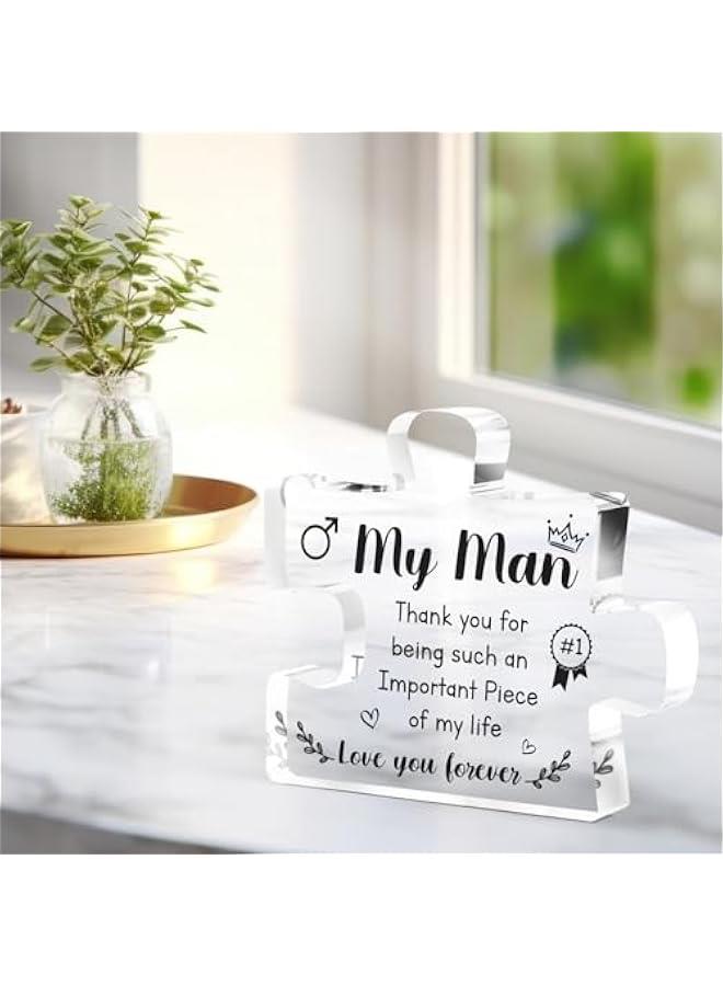 Anniversary Acrylic Gifts for him - Acrylic Puzzle Plaque, Gifts for Your Man, Gifts for Boyfriend, Boyfriend Gifts, Gifts for Husband, 's Day  Gift for Him, 3.3×3.9 inch. - Image 4