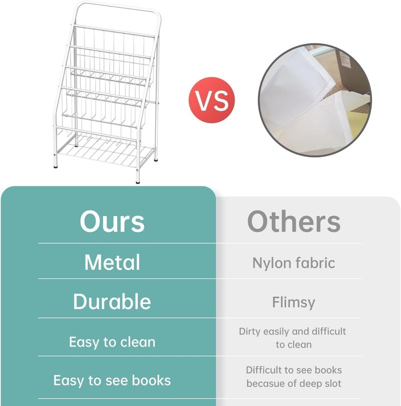 OGFC 69118 Decorative Bookshelf for Toddlers, 4-Tier Metal Kids Bookshelves Rack with Toy Storage in Bedroom Study Room Playrooms Nursery for Infants,Young Children (4-Tier/ 28.35in) - Image 5