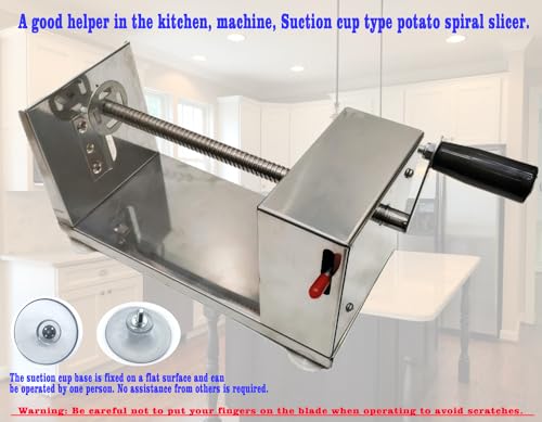 LEACHOI Potato Machine,Suction Cup Type Potato Spiral Slicer,Twisted Potato Slicer Spiral,Manual Tornado Spiral Stainless Steel French Fries Cucumbers Carrots Diy Bbq Cutter,Comes With 50 Bbq Bamboo Skewers. - Image 4
