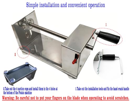 LEACHOI Potato Machine,Suction Cup Type Potato Spiral Slicer,Twisted Potato Slicer Spiral,Manual Tornado Spiral Stainless Steel French Fries Cucumbers Carrots Diy Bbq Cutter,Comes With 50 Bbq Bamboo Skewers. - Image 5