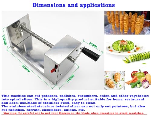 LEACHOI Potato Machine,Suction Cup Type Potato Spiral Slicer,Twisted Potato Slicer Spiral,Manual Tornado Spiral Stainless Steel French Fries Cucumbers Carrots Diy Bbq Cutter,Comes With 50 Bbq Bamboo Skewers. - Image 2