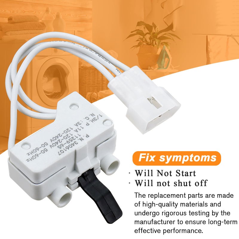 Blutoget 3406107 مفتاح باب مجفف من بلوتوجيت 3 عبوات - مناسب لمجففات ويرلبول ماي تاك كينمور AED4475TQ1 MEDC400VW0 AGD4475TQ1 NED4700YQ1 NED4600YQ1 WED4800XQ0 - بديل AP6008561 3405100 3405101 - Image 4