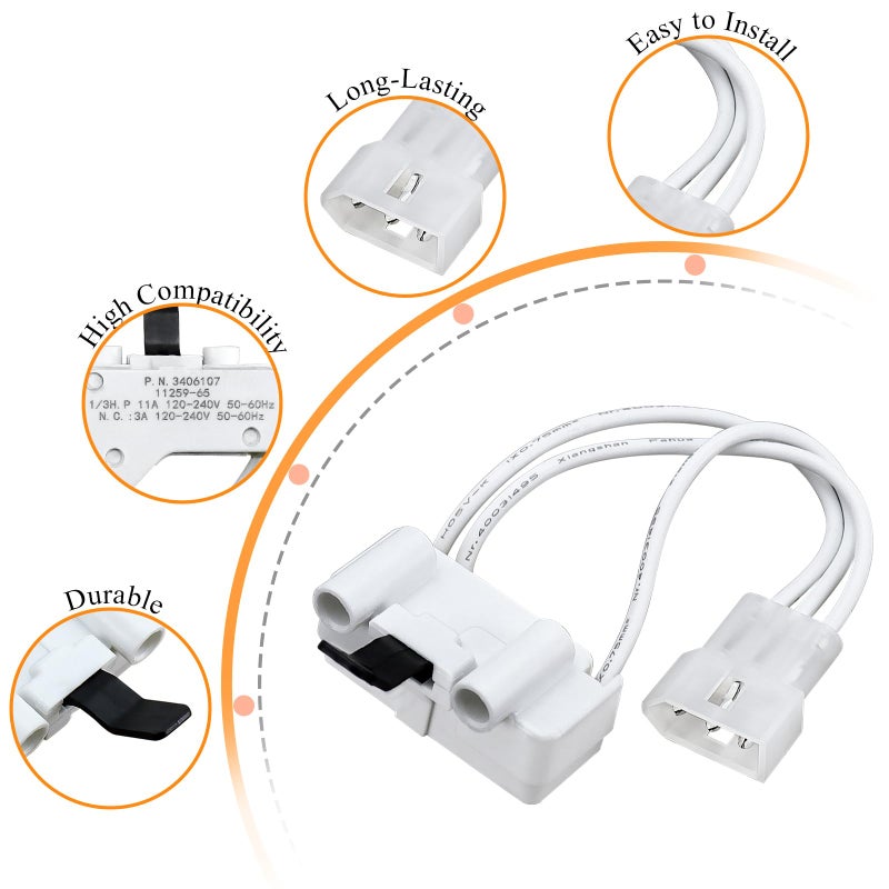 Blutoget 3406107 مفتاح باب مجفف من بلوتوجيت 3 عبوات - مناسب لمجففات ويرلبول ماي تاك كينمور AED4475TQ1 MEDC400VW0 AGD4475TQ1 NED4700YQ1 NED4600YQ1 WED4800XQ0 - بديل AP6008561 3405100 3405101 - Image 2