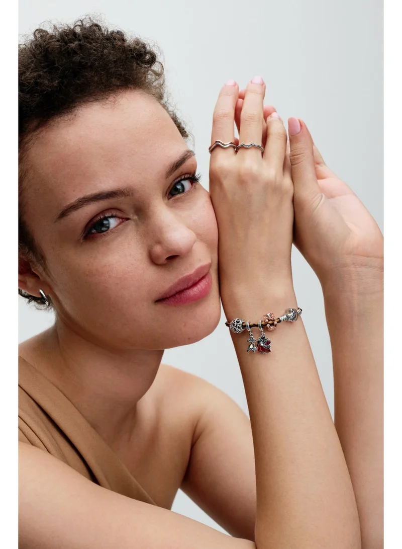 PANDORA Disney The Lion King Clasp Pandora Moments Braided Leather Bracelet
