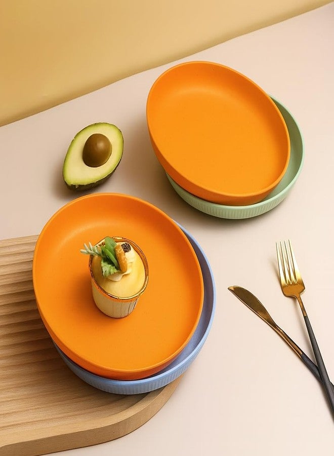 Vortipu Degradable Lightweight Wheat Straw Plates - 9.05" Unbreakable Dinnerware, Dishwasher & Microwave Safe, Ideal for Kids, Toddlers & Adults - Perfect for Salads, Snacks & More (PECK 2 Orange) - Image 5