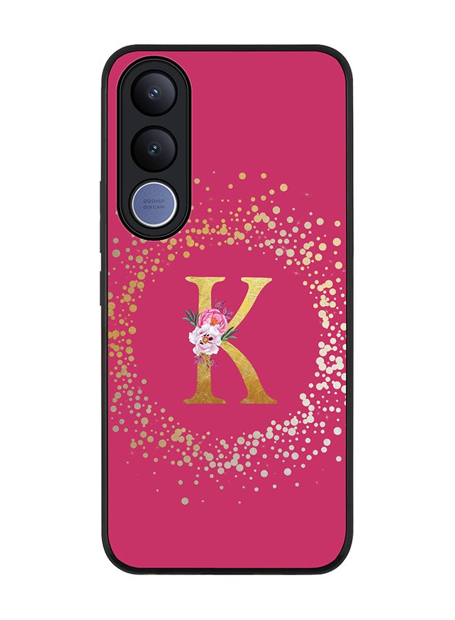 Stylizedd For vivo V70 FE Case,Slim fit Camera Protection, Shockproof Thin Phone cover  - Custom Monogram Floral - K ( Deep Pink ) - Image 1