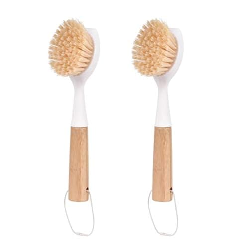 U/D Bamboo Dish Brush - 2 Pack Scrub Brush for Pots, Pans & Sink - Image 1