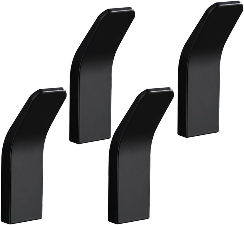 4pcs Black Space Aluminum Wall Hooks Towel Hooks Bathroom Self-Adhesive Household Wall-Mounted for Kitchen and Bathroom Storage - Image 1