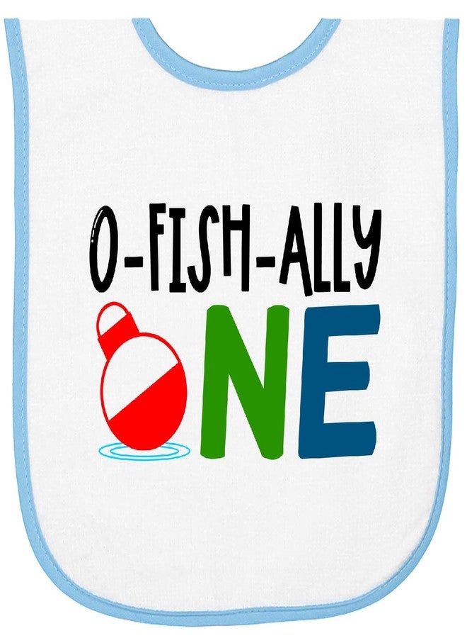 inktastic O-Fish-Ally 1 Baby Terry Cloth Bib White and Light Blue 45a58 - Image 1