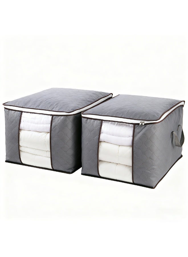 2pcs Foldable Closet Storage Organizer with lid,Wardrobe Clothes Organizer For Organizing Clothing, Sheets, Toys, Books,Washable Closet Storage Boxes with Carrying Handles Cube Stackable Storage Bin for Home Bedroom Office - Image 1