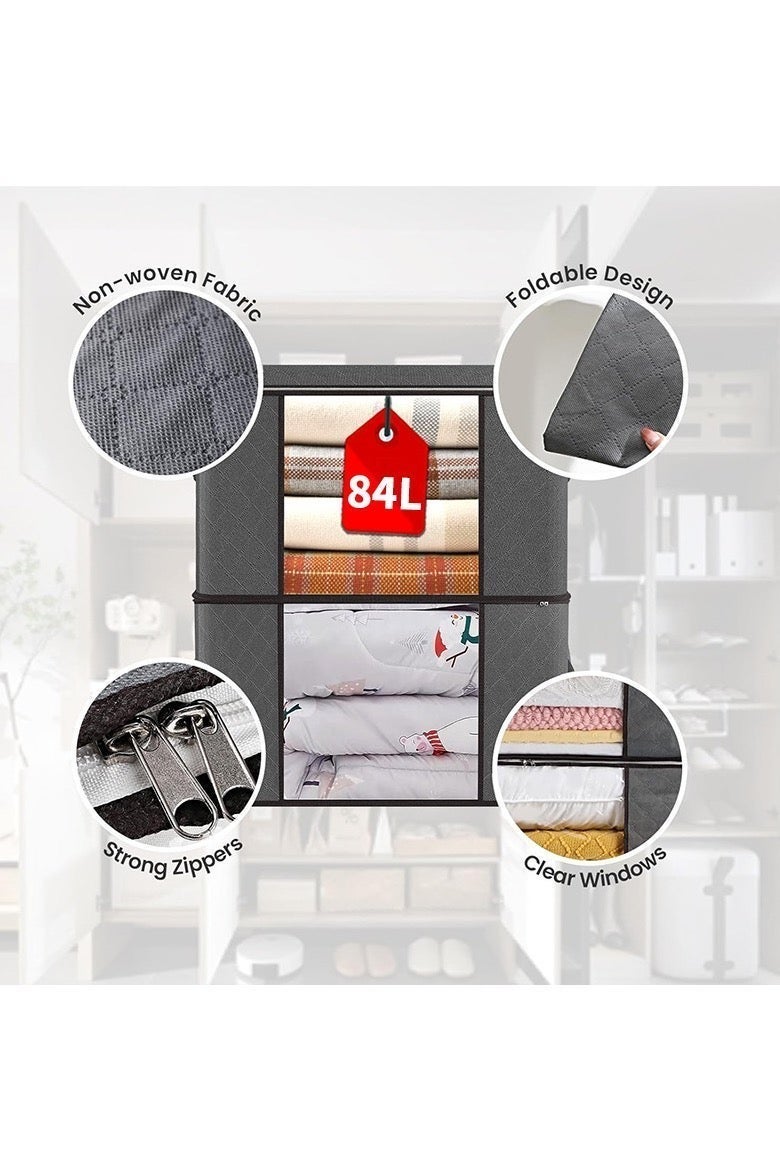 2pcs Foldable Closet Storage Organizer with lid,Wardrobe Clothes Organizer For Organizing Clothing, Sheets, Toys, Books,Washable Closet Storage Boxes with Carrying Handles Cube Stackable Storage Bin for Home Bedroom Office - Image 2