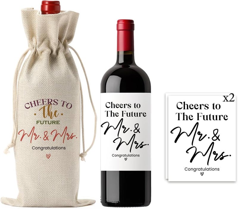 FBCCZEY Wedding Shower Gifts Wine Bag Bride Engagement Gifts for Couples Bridal Shower Wedding Gift Party Favors Mr And Mrs Wine Bottle Bags with Wines Label Cheers To The Future Wines Bags - Image 1