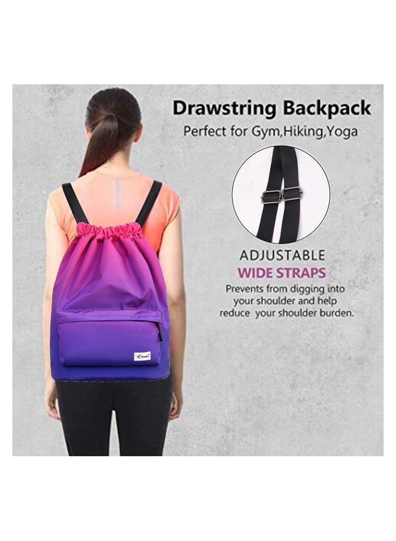 SOLARAE Waterproof Drawstring Bags, Printed Gym Sackpacks Bags Sports Backpacks for Shopping Swimming Yoga for Men Women Girls Students - Image 5