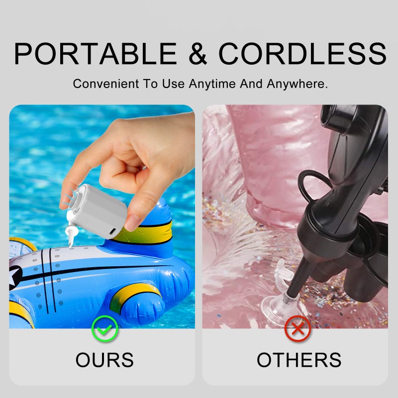 Mini Electric Air Pump Rechargeable Inflatable Pump 3 Modes Camping Light with 5 Air Nozzles for Vacuum Storage Bag Air Bed Swimming Ring Outdoor Air Mattress - Image 4