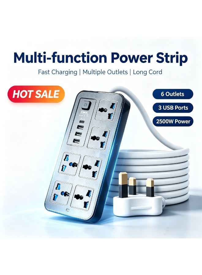 Multifunctional household power strip, safe and fast charging power strip - Image 1