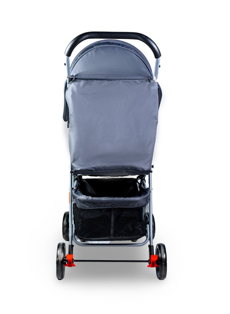 مولودي عربة أطفال – قيادة سلسة مع مظلة قابلة للتعديل وسلة تخزين-رمادي داكن - Image 3